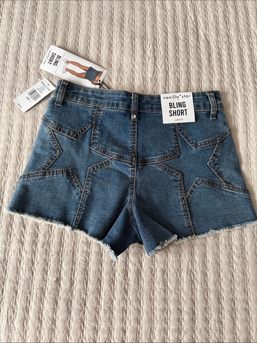 Vanilla Star Medium Blue Denim Accent Detailed Shorts ❤️Sz 2 - Picture 3 of 8